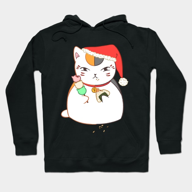 Nyanko Sensei eating (Natsume Yuujinchou)- Christmas ver. Hoodie by alice_msaf